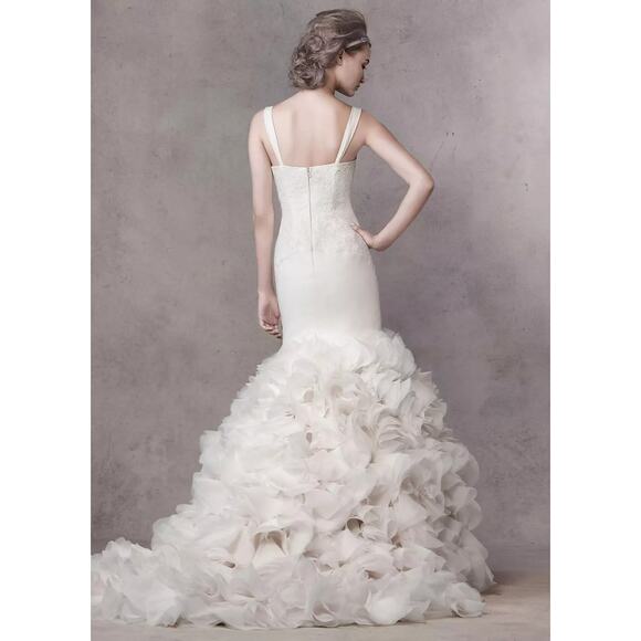 White by Vera Wang Georgette Mermaid Wedding Dress Size 4 NWT - Picture 2 of 12